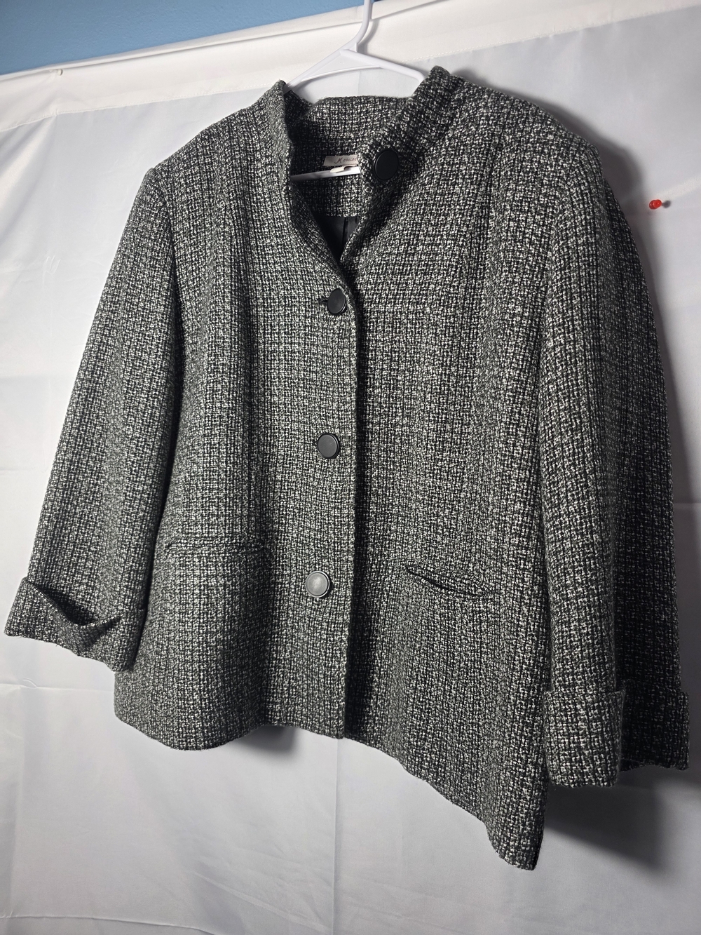 JM Collection Black and White Bouclé Blazer Vintage Y2K - Picture 1 of 7